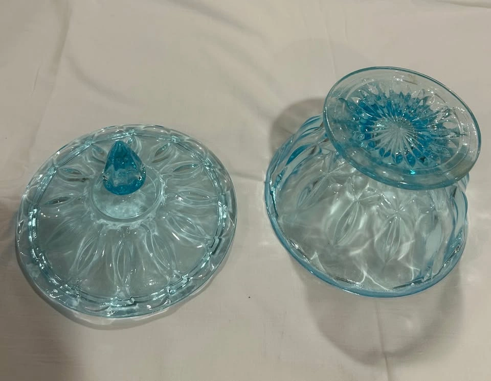 Anchor Hocking Fairfield Pattern Lidded Candy Dish - light blue - photo 3