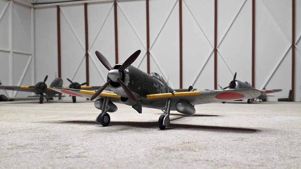 Completed 1/48th scale Ki-84 Hayate ("Frank") plastic model airc