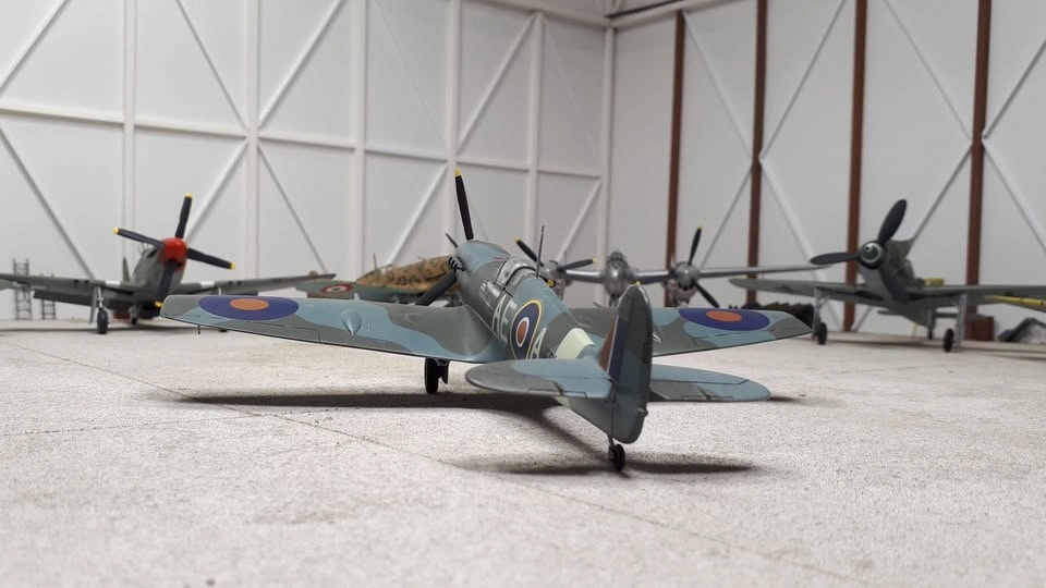 Completed 1/48th scale Spitfire Mk.V plastic model aircraft - photo 2