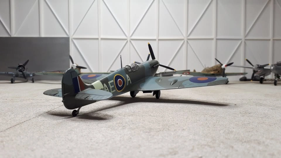 Completed 1/48th scale Spitfire Mk.V plastic model aircraft - photo 3