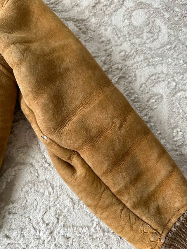 Vintage men’s suede shearling bomber jacket, Size M. - photo 3