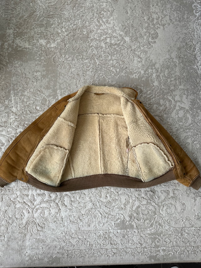 Vintage men’s suede shearling bomber jacket, Size M. - photo 4