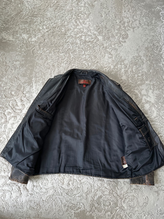 Vintage Danier distressed leather cafe-racer/moto jacket Size XL - photo 4