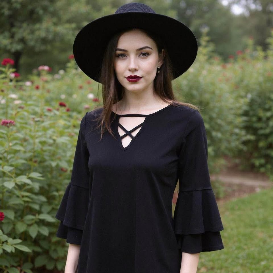 Joseph Ribkoff Belle Sleeve Tunic Black Top Woman Size 6 - photo 3