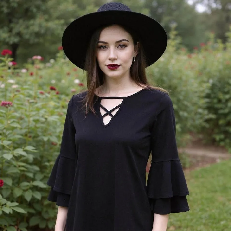 Joseph Ribkoff Belle Sleeve Tunic Black Top Woman Size 6 image indicator(3)