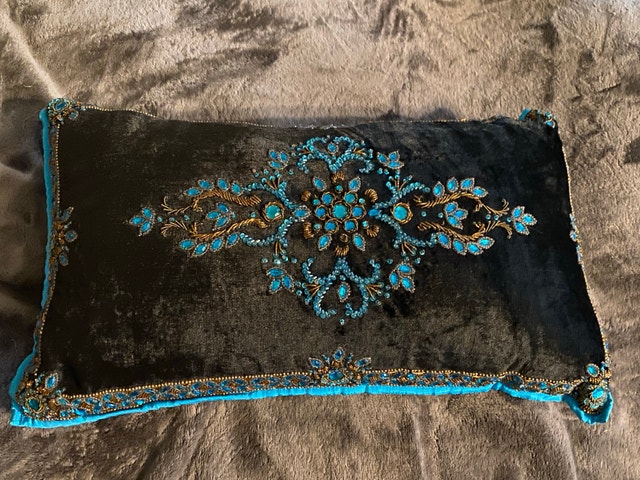 Velvet Decorative Pillows with Jewel Embellishments - photo 2