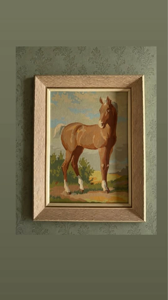 Vintage Horse Paint by Number Paintings – Matching Framed Pair | - photo 2
