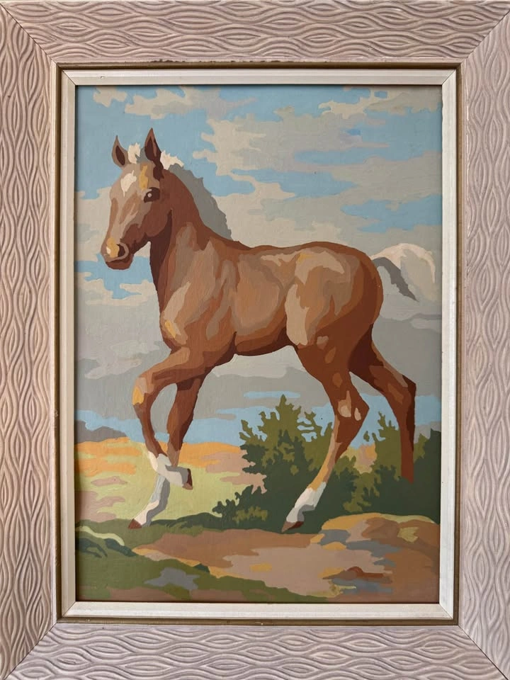 Vintage Horse Paint by Number Paintings – Matching Framed Pair | - photo 5