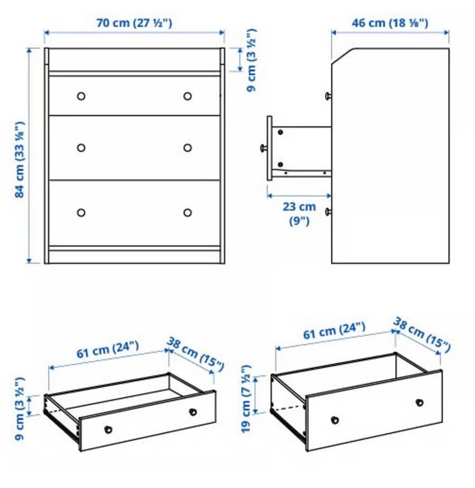 IKEA HAUGA 3-Drawer Chest - Set of 2 - photo 5