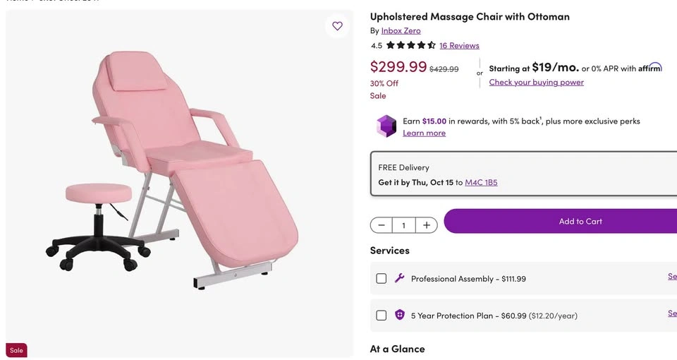3-Section Adjustable Tattoo Salon Massage Chair with Stool - photo 5