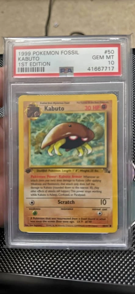 1999 Pokemon Fossil Kabuto 1st Edition PSA 10 Gem Mint