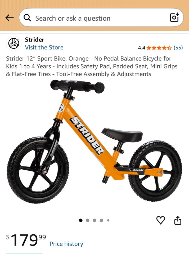 Strider 12in Sport Balance Bike - Orange (Never Used) - photo 2