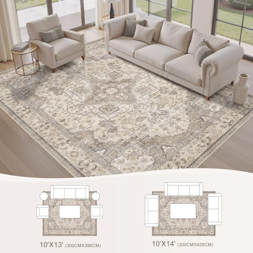 EIEIHOUSE 10x14 Washable Vintage Area Rug – Brown/Multi (New) - photo 2