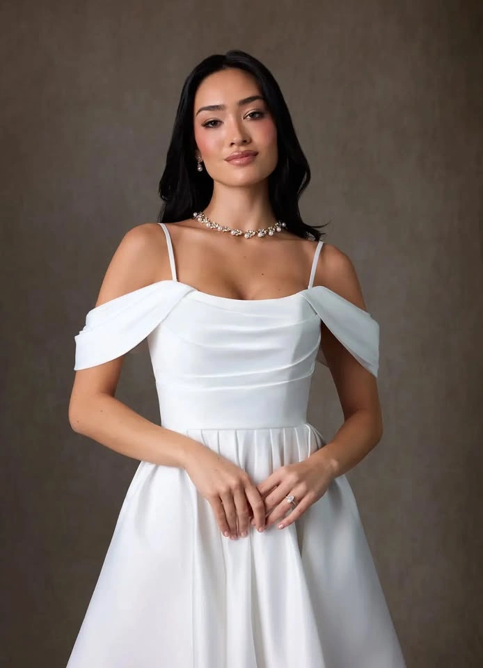 Satin Dress - Size WD0 (Azazie Anne - Diamond White) - photo 2