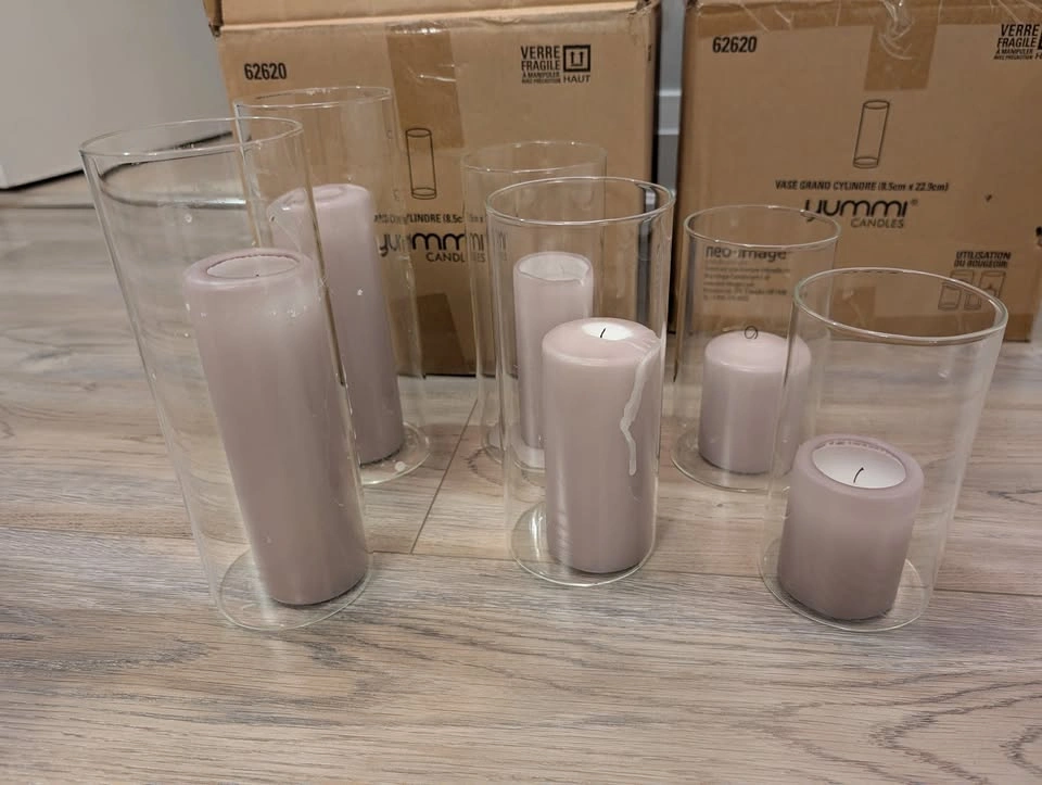 72 Pre-Lit Candles + Glass Cylinder Vases (Yummi - Hint of Mauve - photo 3