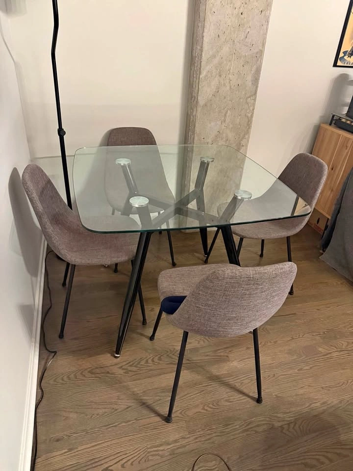 Glass Dining Table with Chairs