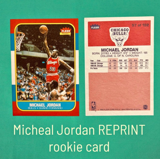 Michael Jordan 1986 fleer rookie REPRINT card
