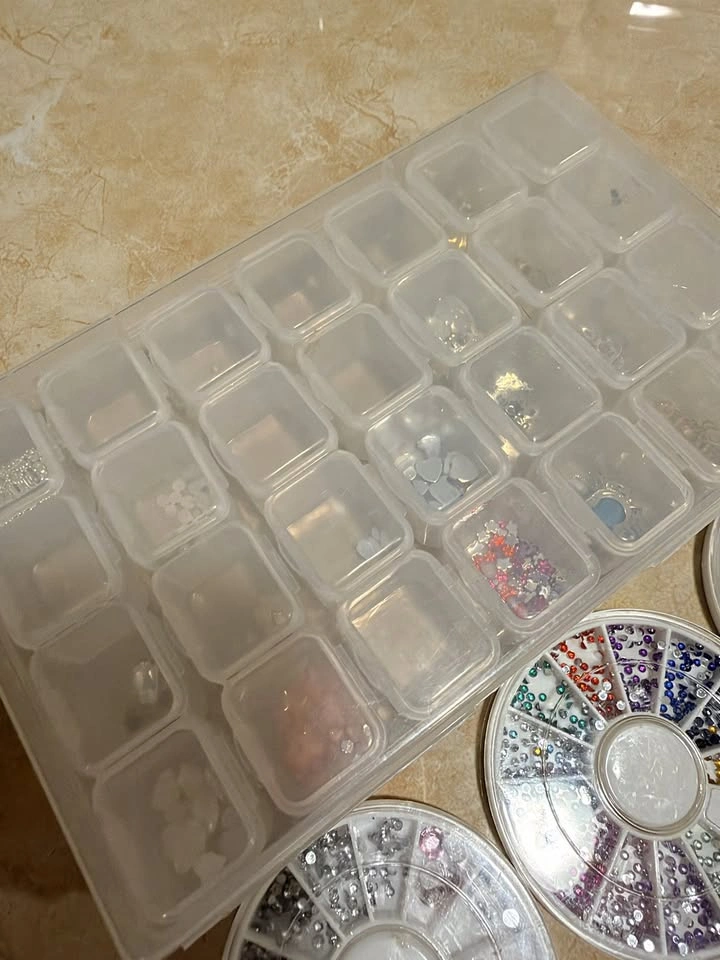 Nail Art Supplies Lot - Rhinestones, Chrome Powder, Stickers