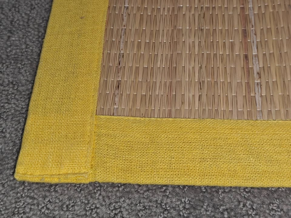 Natural Fiber Mat w/ Yellow Trim - Placemat / Decorative 18"x13" - photo 4