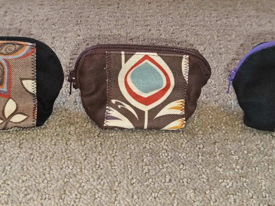 4 Small Handmade Canvas Zipper Pouch Coin Purse & Mini Wallet - photo 3