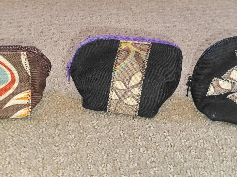4 Small Handmade Canvas Zipper Pouch Coin Purse & Mini Wallet - photo 4