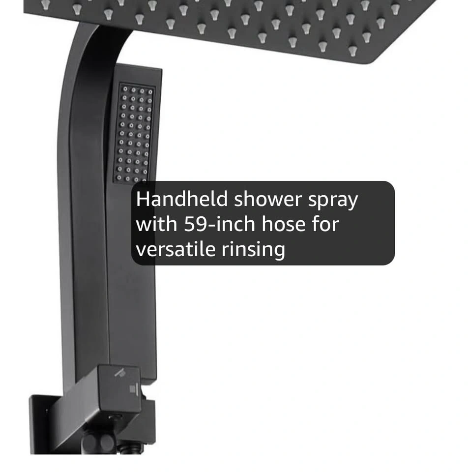 Matte Black 10” Rainfall Shower Faucet Set with Handheld Shower - photo 4