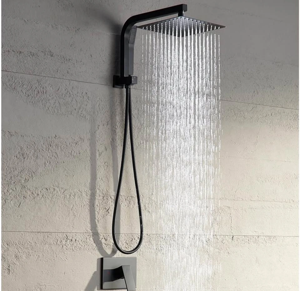 Matte Black 10” Rainfall Shower Faucet Set with Handheld Shower - photo 5