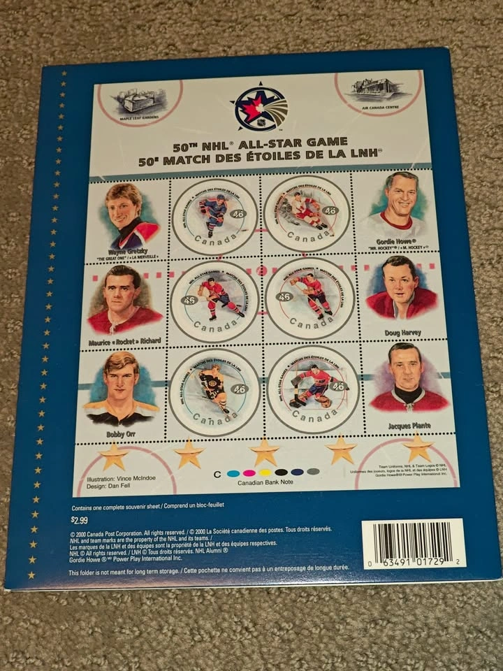Stamp Sheet - 2000 50th NHL Hockey All-Star Game Souvenir - photo 3
