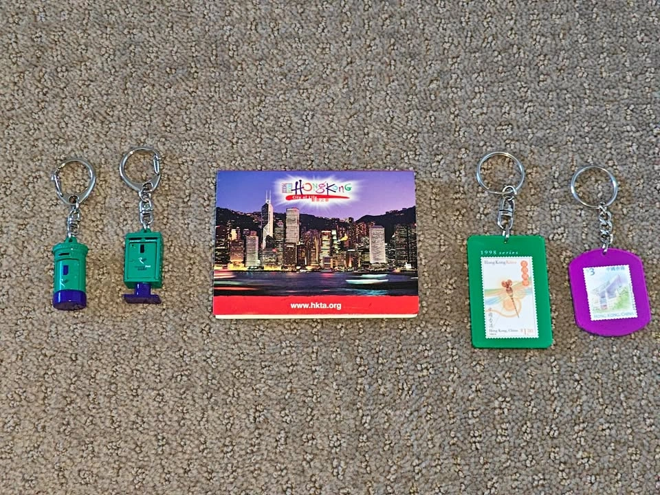 Hong Kong Post Key Chains - 4 Keychains & HK Paper Pad