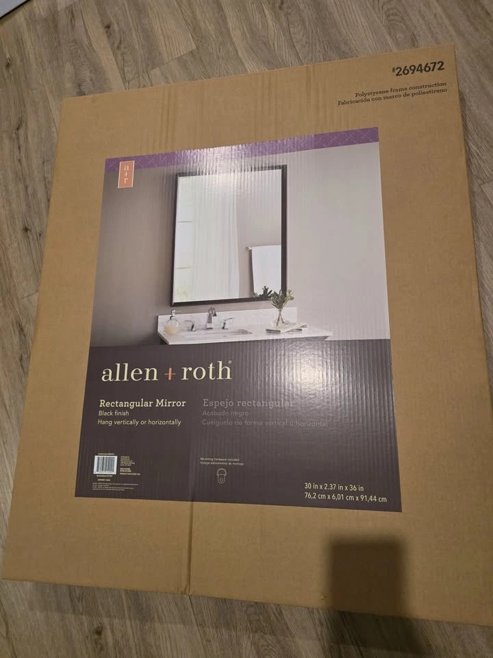 Brand New Black Bathroom Mirror 30” x 36” - photo 2