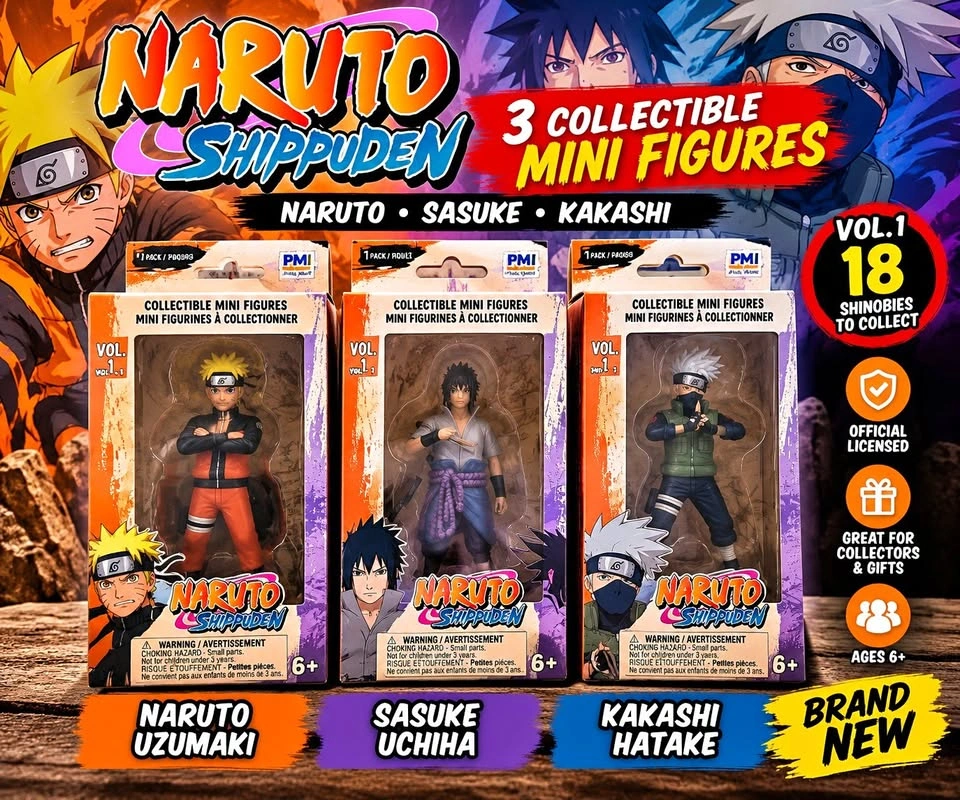 NEW Naruto Shippuden Mini Figures – Naruto, Sasuke & Kakashi