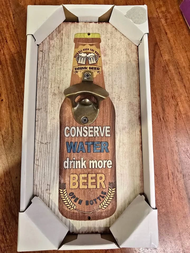 Wall Mounted Beer Bottle Opener with Sign