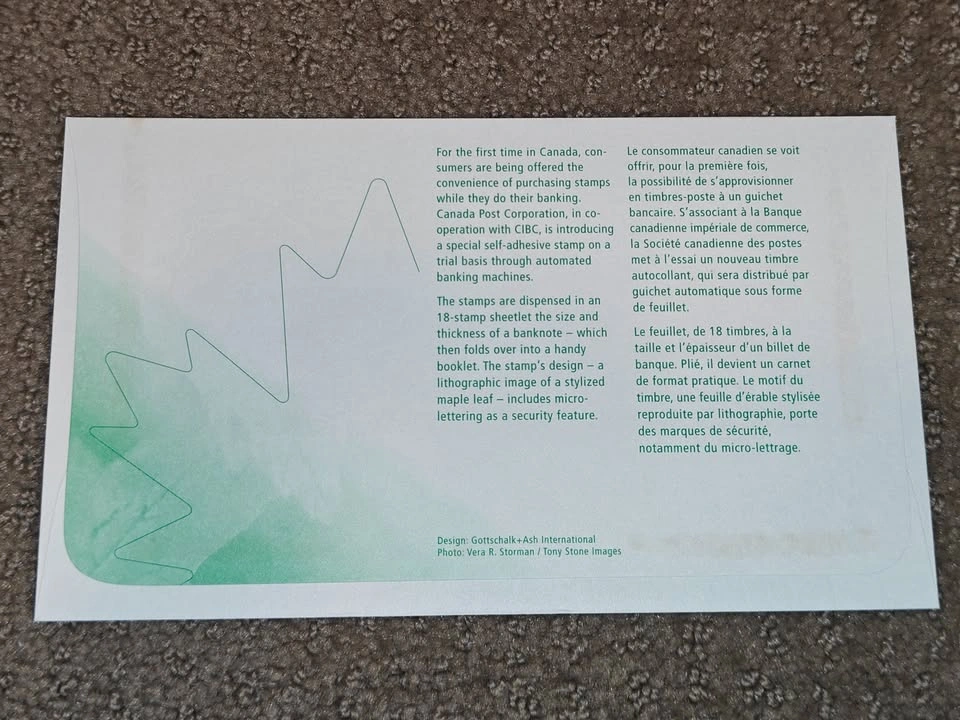 First Day Covers FDC - 1998 Canadian Maple Leaf CIBC Stamp - photo 2