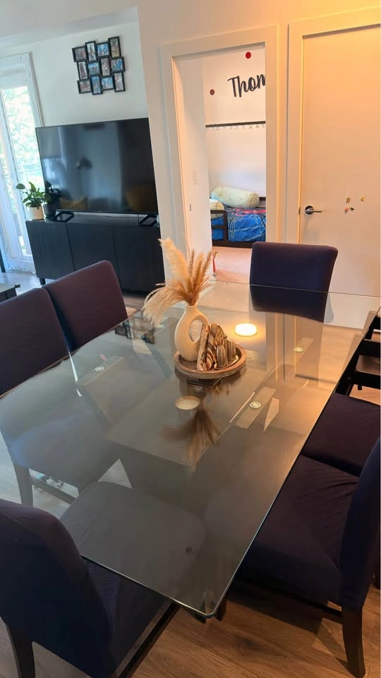 Crystal Dinner table 6 seats 1cm glass - photo 2
