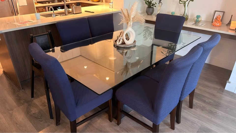 Crystal Dinner table 6 seats 1cm glass - photo 3