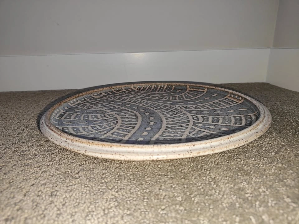 12" Ceramic Decorative Tray Plate w/ Geometric Organic Pattern - photo 2
