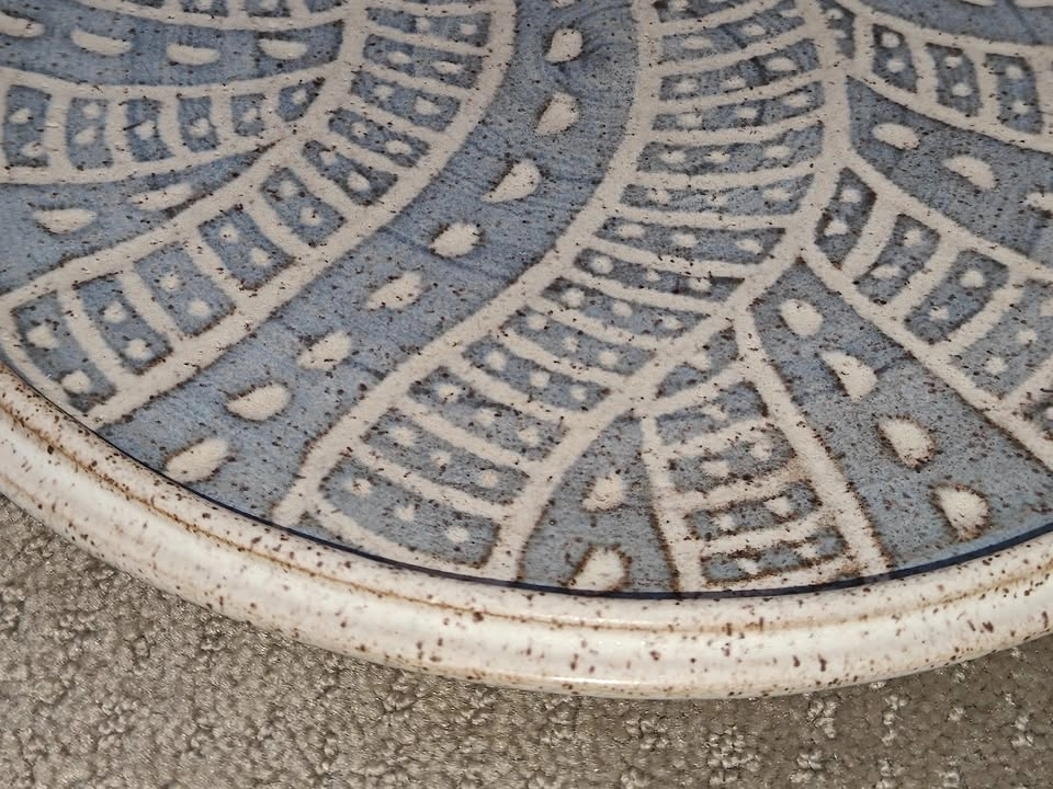 12" Ceramic Decorative Tray Plate w/ Geometric Organic Pattern - photo 5