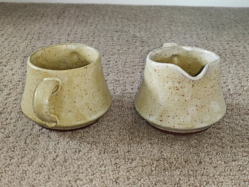 Speckled Ceramic Sugar Bowl & Creamer Set - Handcrafted Look - photo 2