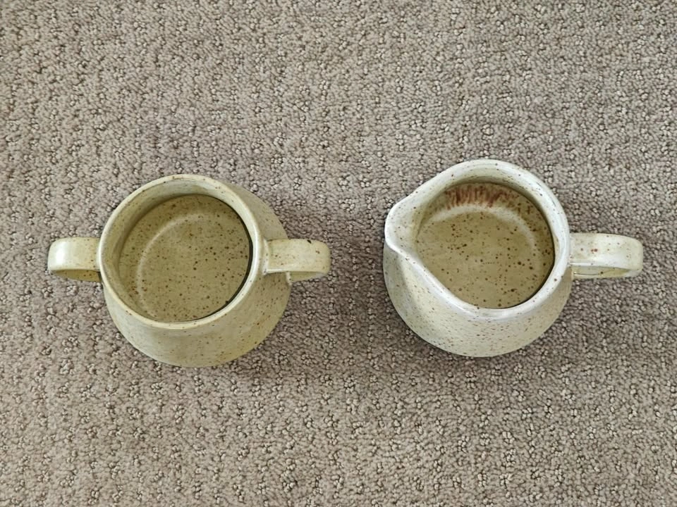Speckled Ceramic Sugar Bowl & Creamer Set - Handcrafted Look - photo 5