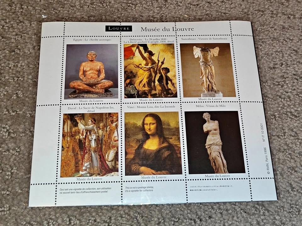 Stamp Sheet - 1996 Louvre Museum Art Vignette - Mona Lisa