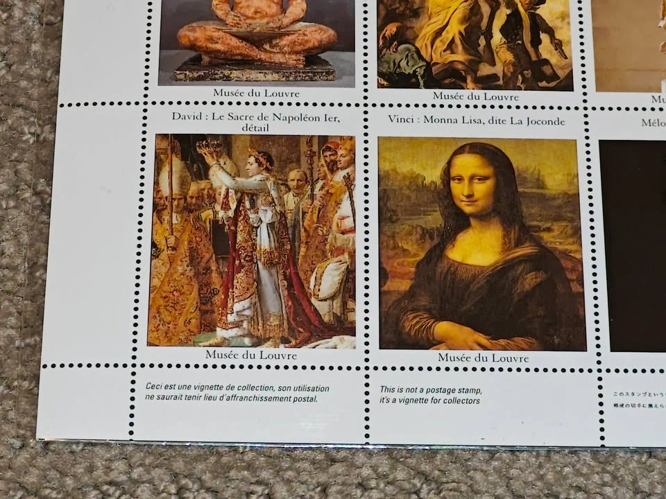 Stamp Sheet - 1996 Louvre Museum Art Vignette - Mona Lisa - photo 5