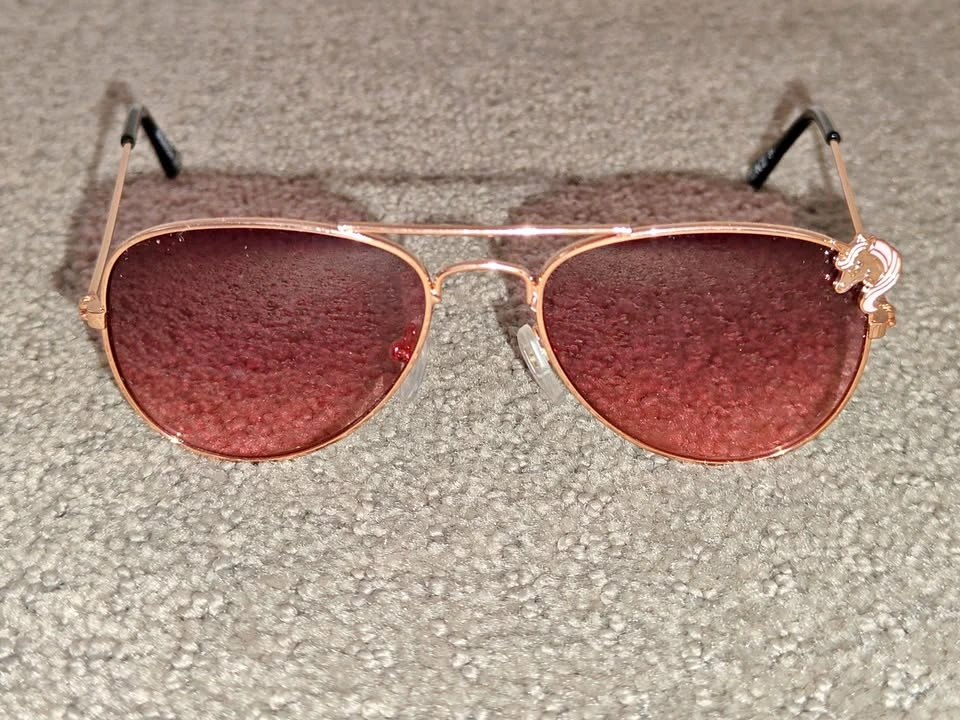 Children Girls Unicorn Icon Aviator Sunglasses - Rose Gold