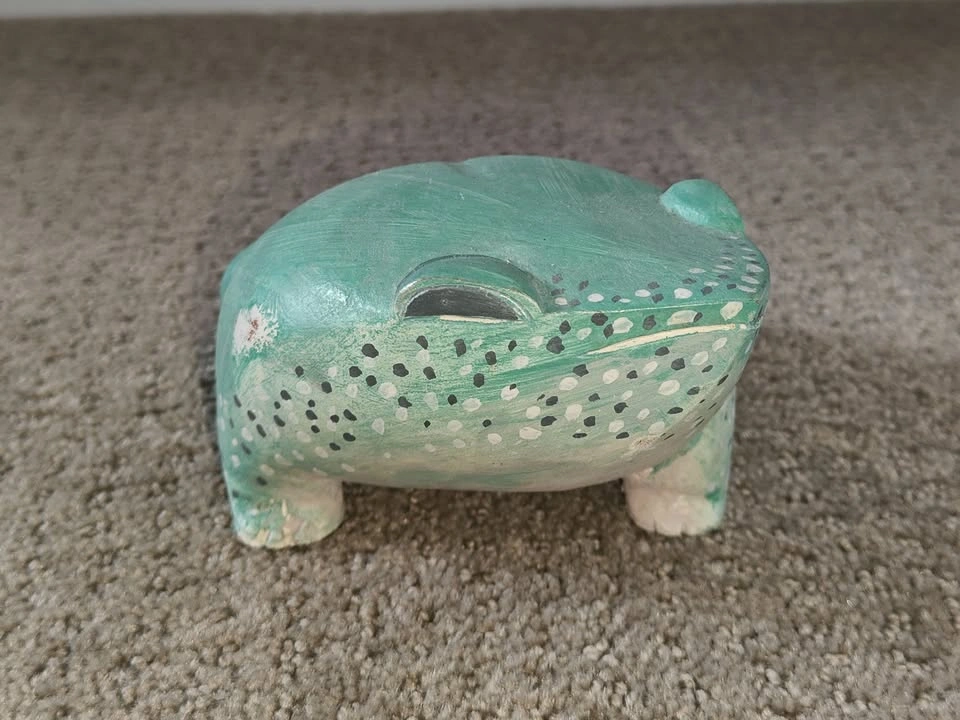 Handmade Wooden Frog & Hand Painted Green - photo 2