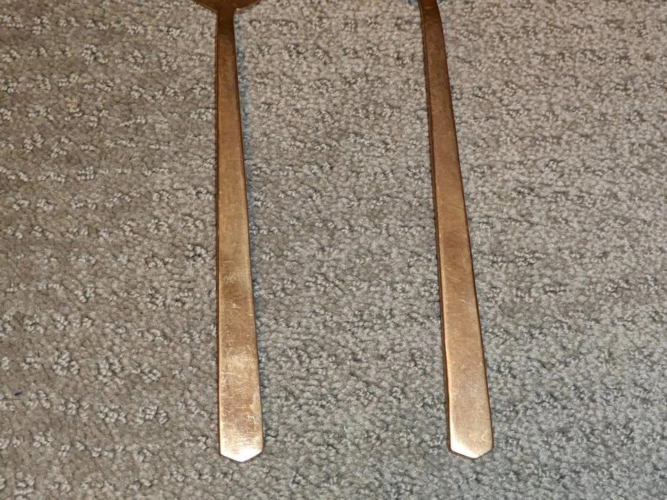 Vintage Mid-Century Modern Bronze Salad Serving Set - 2 Piece - photo 3