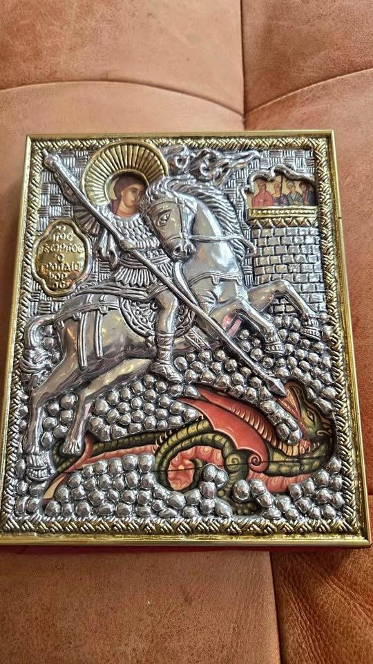 Ukraine St George and Dragon Embellished Painting