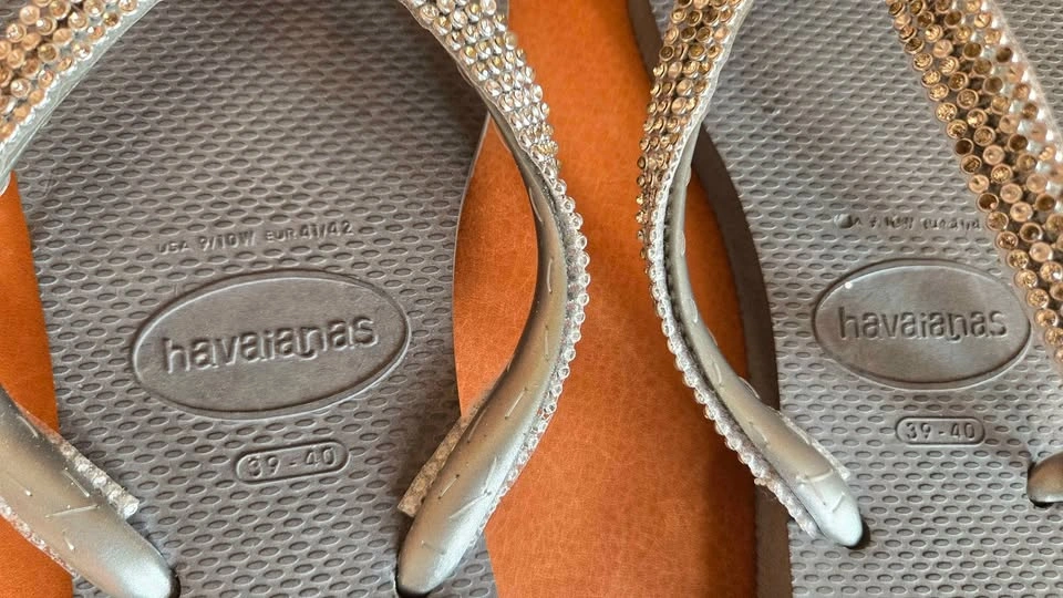 Silver Rhinestone Havaianas Flip Flops New - photo 2