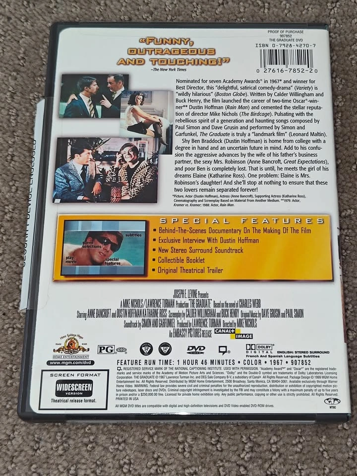 The Graduate - DVD Movie - Anne Bancroft & Dustin Hoffman - photo 3