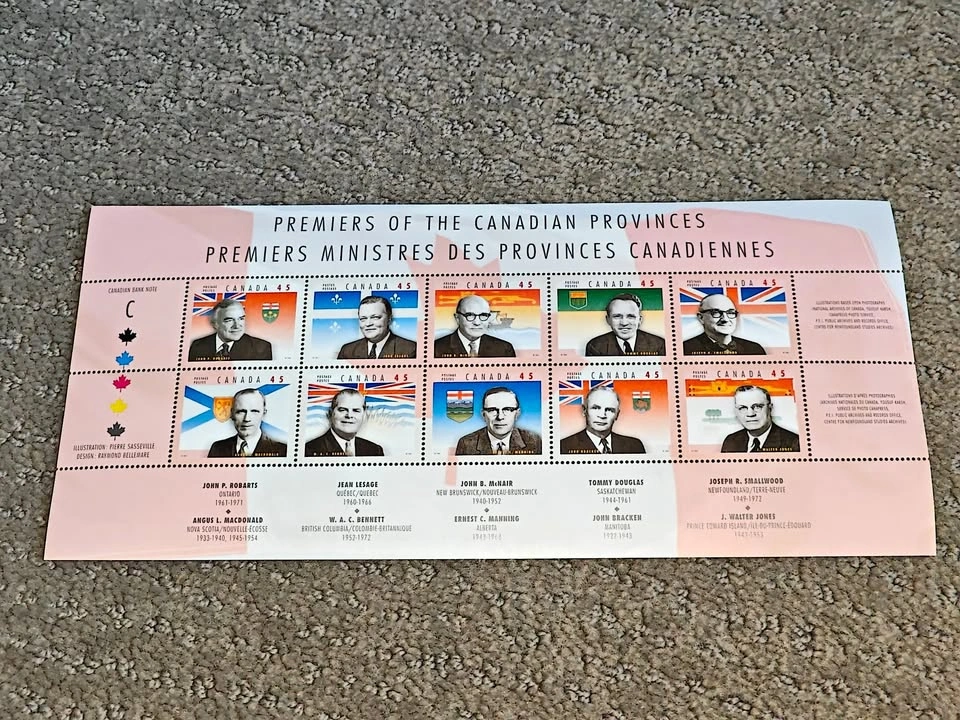 Stamp Souvenir Sheet - 1998 Canada #1709 Provincial Premiers