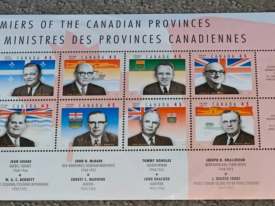 Stamp Souvenir Sheet - 1998 Canada #1709 Provincial Premiers - photo 3