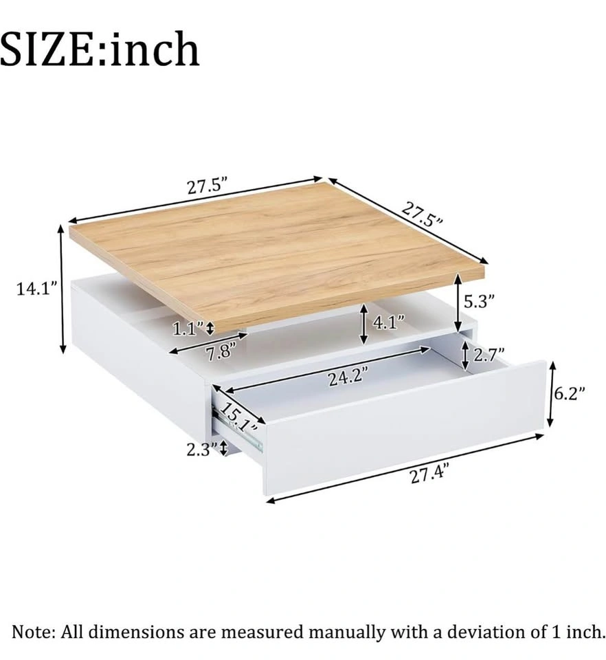 Square rotating coffee table with storage - photo 2